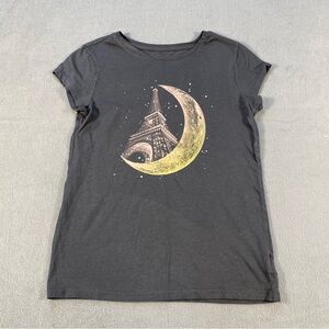 Gap Kids Gray T-Shirt with Eiffel Tower and Moon Design, short sleeves, size XXL